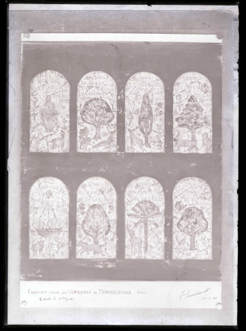 Esquisse pour les vitraux de l'église de Ménesqueville (Eure).