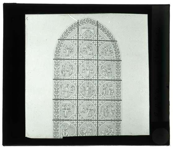 Cathédrale Saint-Étienne d'Auxerre (Yonne), dessin du vitrail de Sainte-Catherine.