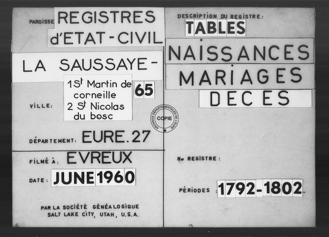 Tables (1792-1902)