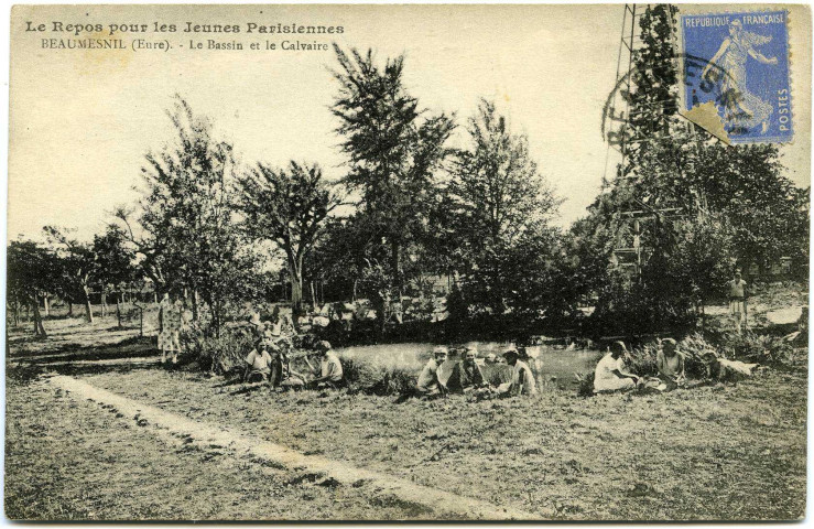 Beaumesnil. Le repos pour les jeunes Parisiennes. - Le Bassin et le Calvaire.