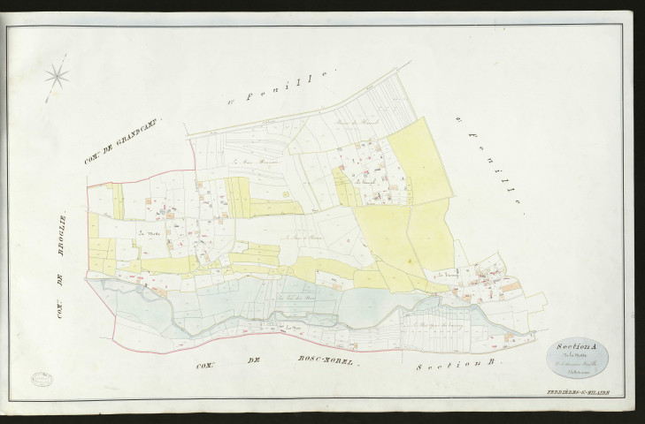 Ferrières-Saint-Hilaire. Section A _ De la Motte _ 3ème de 3 feuilles _ Echelle de 1 à 2500