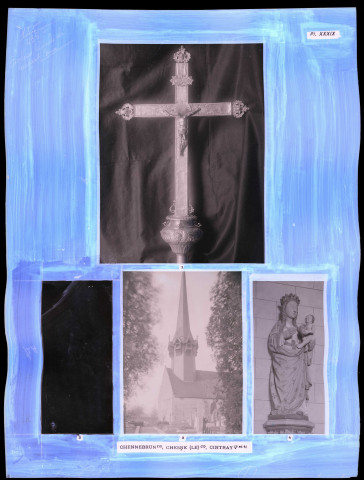 "Églises rurales du département de l'Eure" du chanoine Bonnenfant tome I, planche de Chennebrun (Eure), Le Chesne (Eure) et Cintray (Eure).