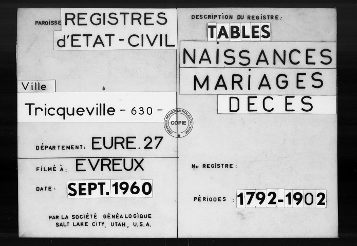 Tables (1792-1902)