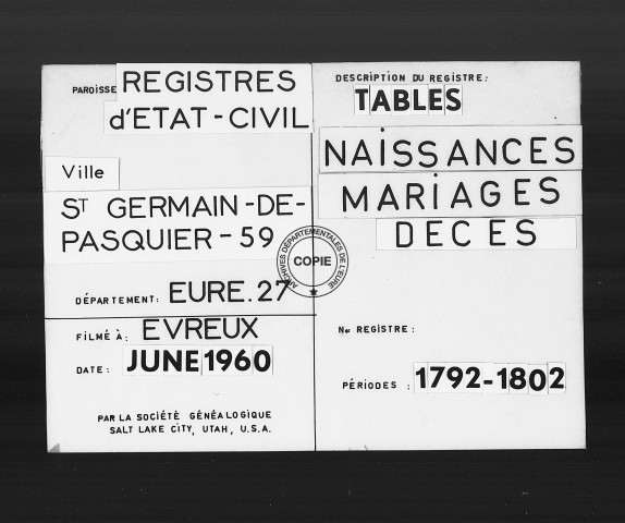 Tables (1792-1902)