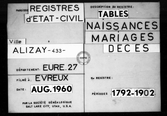 Tables (1792-1902)