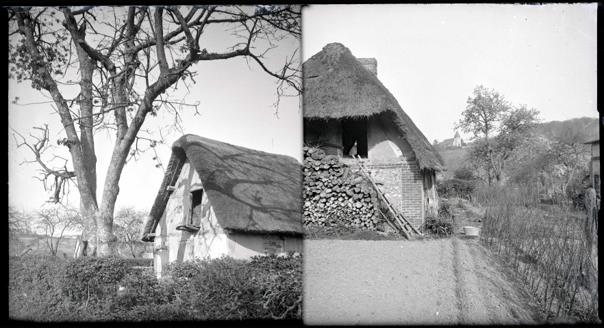 Granges de chaumière de la campagne normande.