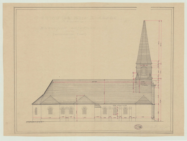 Bois-Normand _"Eglise de Bois-Normand. Elévation latérale".