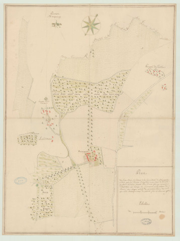 Harquency - "Plan des terres, bois et patures de la Commanderie de Bourgoult". *