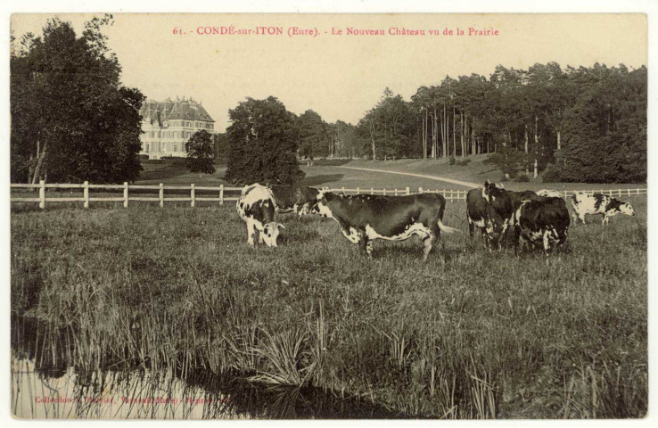 Condé-sur-Iton. Le Nouveau Château vu de la Prairie.
