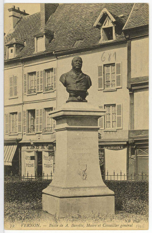 Vernon-Ville. Buste de A. Barette, Maire et conseiller général.