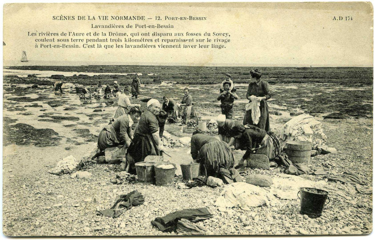 Basse-Normandie. Scènes de la vie Normande. - Lavandière de Port-en-Bessin.