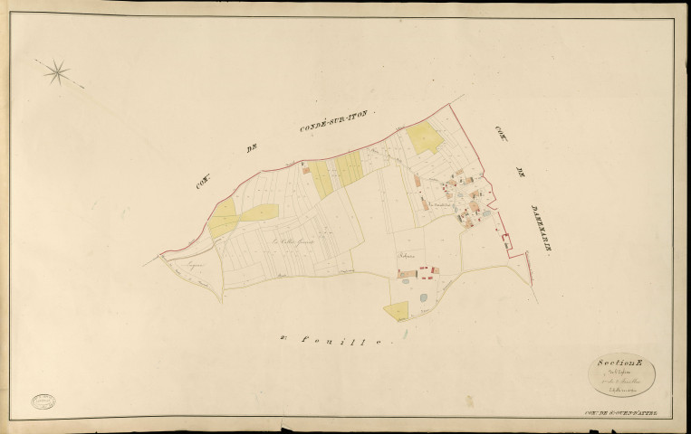 Saint-Ouen-d'Attez. Section E _ de l'Eglise _ 1re de 2 Feuilles