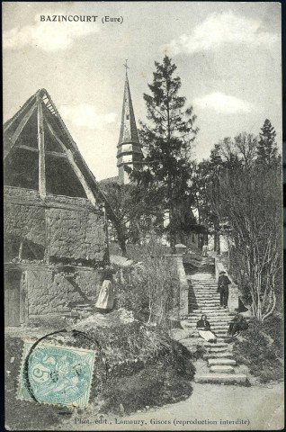 Bazincourt-sur-Epte. L'Église et les escaliers.