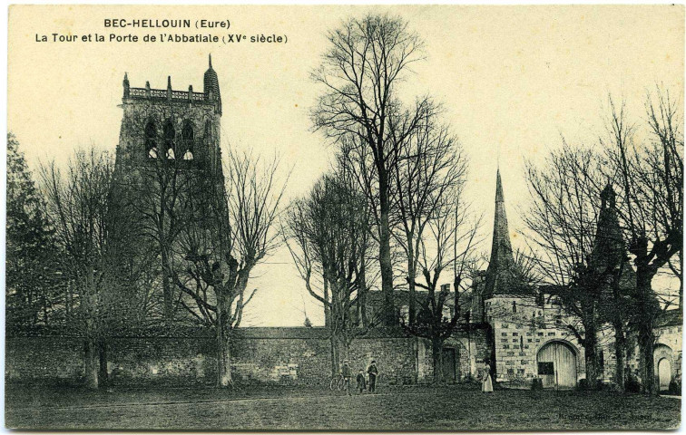 Bec-Hellouin (Le). La Tour et la porte de l'Abbatiale (XVe siècle).