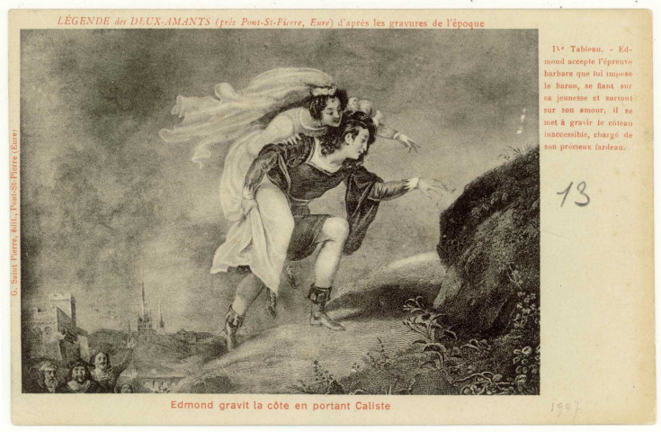 Amfreville-sous-les-Monts. Edmond gravit la côte en portant Caliste.