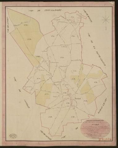 Puchay. Tableau d'assemblage du Plan Parcellaire de la Commune de Puchay. _ Canton d'Etrépagny - Andelys - Eure. _ Terminé sur le terrain le 19 septembre 1850, sous l'administration de M. Guyot, Préfet - M. Marest, Maire et sous la direction de M. Chauveau, Directeur des Contributions directes. _ M. Le Fébure, Géomètre en Chef. _ Par M. Pizier, Géomètre de 1re classe