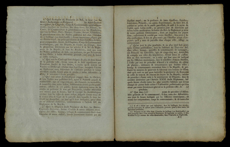 Instruction et formulaire d'ordonnance pour les baillis, plusieurs exemplaires imprimés.