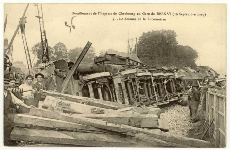 Bernay. Déraillement de l'Express de Cherbourg en Gare de Bernay (10 septembre 1910), Le dessous de la Locomotive.
