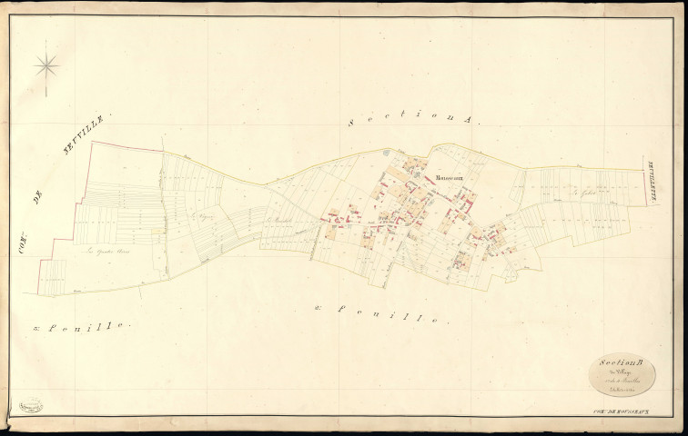 Mousseaux-Neuville. Section B _ du Village _ 1re de 4 Feuilles