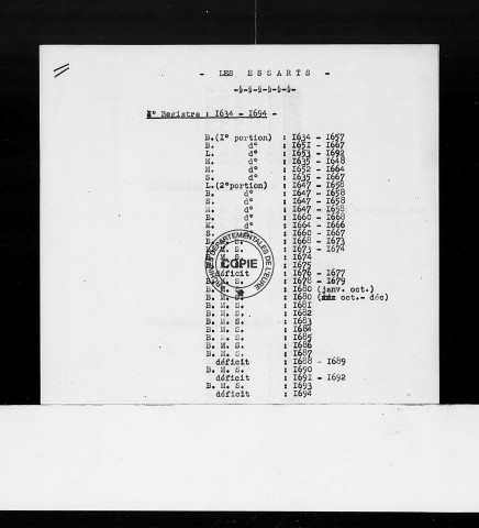 BMS (1634-1745)