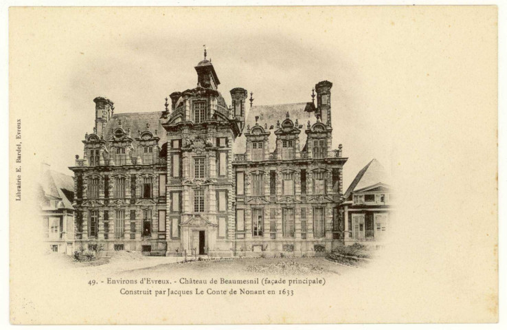 Beaumesnil. Château de Beaumesnil- (façade principale)-Construit par Jacques Le Conte de Nonant en 1633.