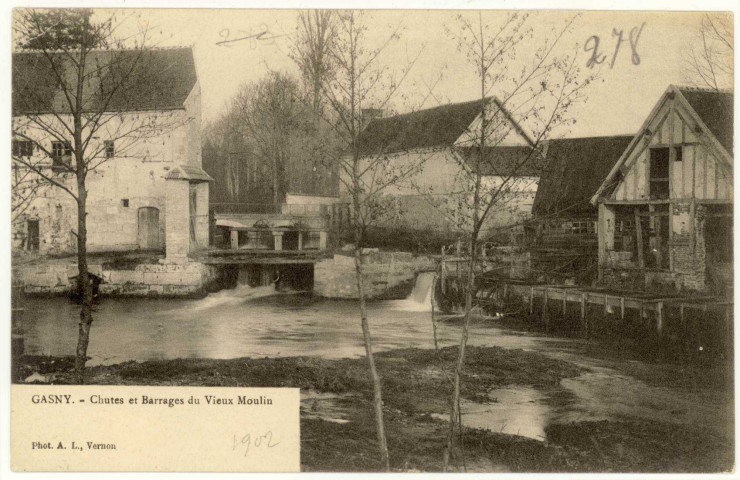 Gasny. Chutes et barrages du Vieux Moulin.