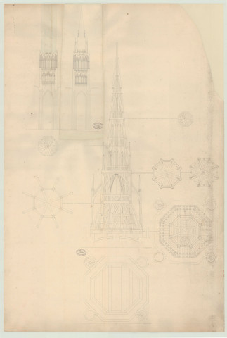 Evreux _Cathédrale. Projet de restauration de la flèche.