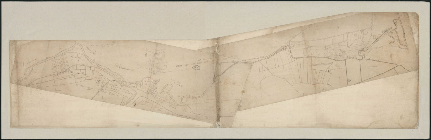 Plan du cours de l'Epte sur les territoires de Gisors, Neaufle et Courcelles.