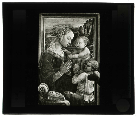 Musée de Florence (Italie), tableau de F. Lippi « Vierge adorant l'enfant ».