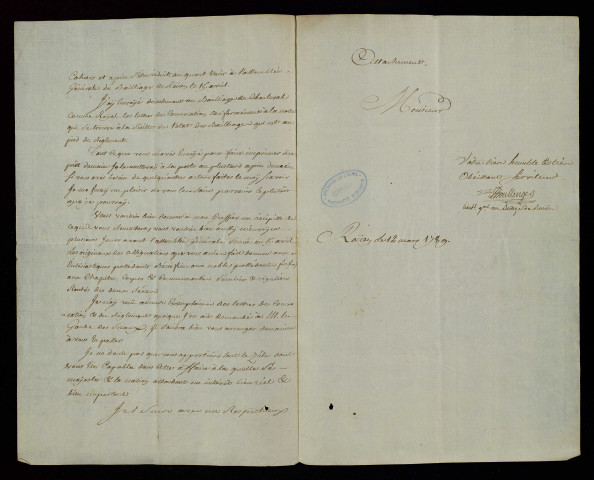Lettres au bailli de Gisors concernant les conditions de réunion des Etats-Généraux, le choix de Gisors comme siège secondaire, les sièges de Lyons, Andely et Vernon, les ordonnances rendues à ce sujet.