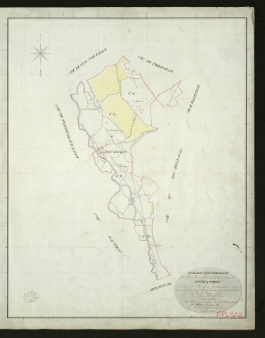 Pont-Authou. Tableau d'assemblage _ du Plan Parcellaire de la Commune d'Illeville _ Canton de Montfort - Pontaudemer - Eure. _ Terminé sur le Terrain le 24 février 1832, sous l'administration de M. A Passy, Préfet _ M.Lefebure, Maire _ sous la Direction de M.Marel, Directeur des Contributions directes _ M. Le Fébure, Géomètre en Chef. _ Par M. Girard, Géomètre de 1re classe.