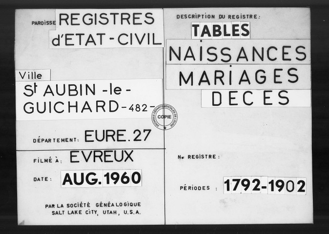 Tables (1792-1902)
