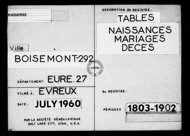 Tables (1803-1902)