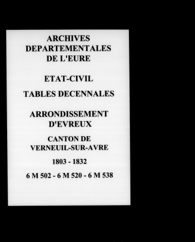 Canton de Verneuil-sur-Avre, 1803-1832