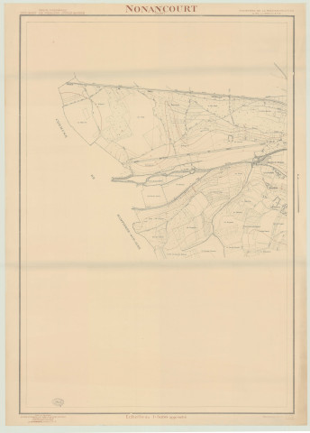 Nonancourt _ MRU _ Croquis topographique, document de première approximation en 3 feuilles, d'après les agrandissements des plans cadastraux complétés par des photographies aériennes