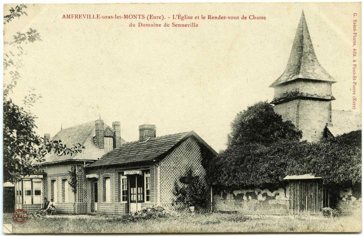 Amfreville-sous-les-Monts. L'Eglise et le Rendez-vous de Chasse du Domaine de Senneville.