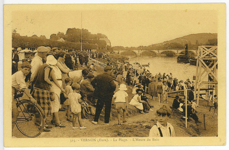 Vernon-Ville. La Plage. - L'heure du Bain.