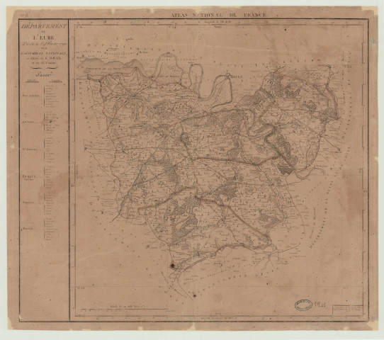 Carte du département de l'Eure décrété par l'Assemblée Nationale le 1e février 1790