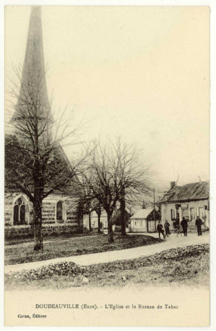 Doudeauville-en-Vexin. L'église et le bureau de tabac.