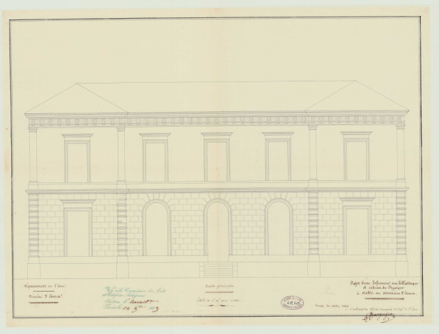 Evreux _Séminaire Saint-Taurin. _ "Séminaire. Projet d'établissement d'une infirmerie avec bibliothèque et cabinet de physique" .