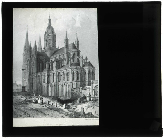 Cathédrale Notre-Dame de Bayeux (Calvados), chevet, lithographie de Benoist.