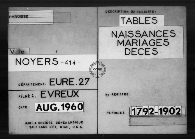 Tables (1792-1902)