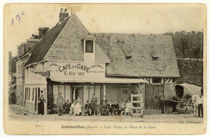 Cormeilles. Café Dufay et Place de la Gare.