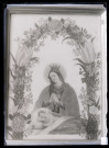 Tableau peint sur albâtre représentant la Vierge et le sommeil de l'enfant Jésus (collection Porée à Bournainville-Faverolles (Eure)).