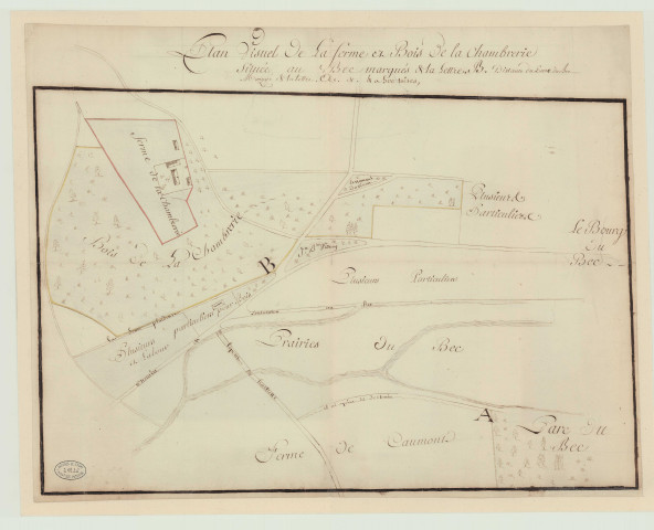 Bec-Hellouin (Le) - "Plan visuel de la ferme et des bois de La Chambrerie". *