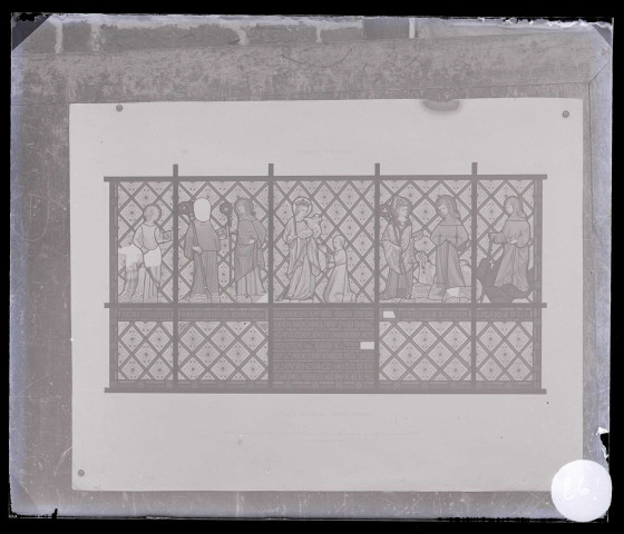 Cathédrale Notre-Dame de Chartres (Eure-et-Loir), transept méridional, grisaille du XIVème siècle, lithographie.
