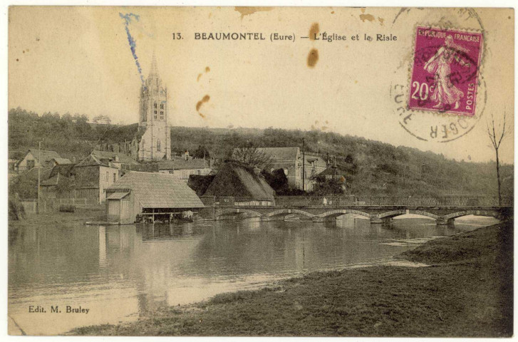 Beaumontel. L'Eglise et la Risle.