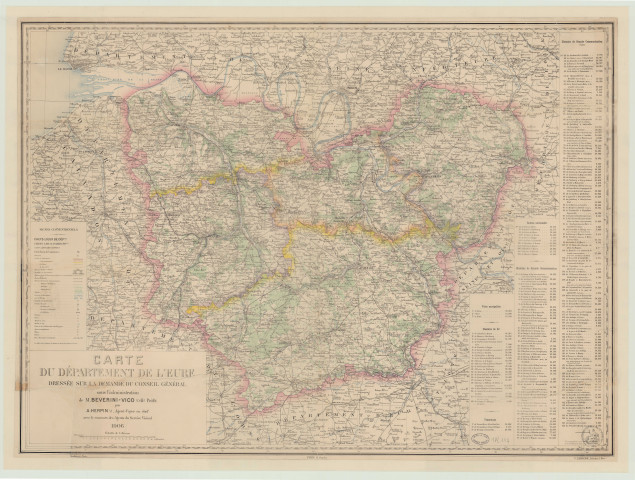 Carte du département de l'Eure… sous Beverini-Vico préfet