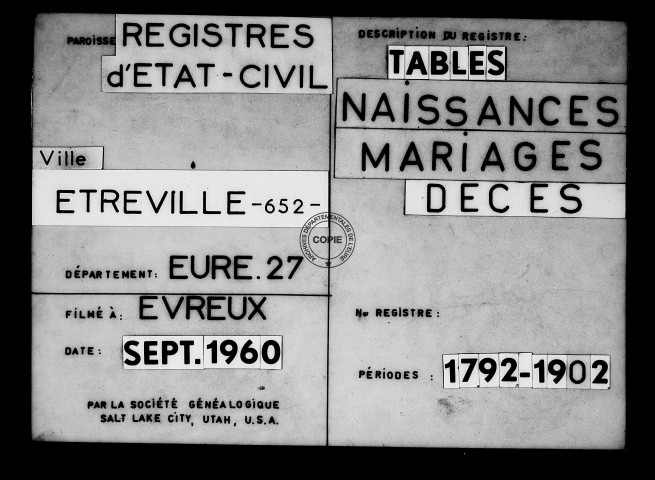 Tables (1792-1902)