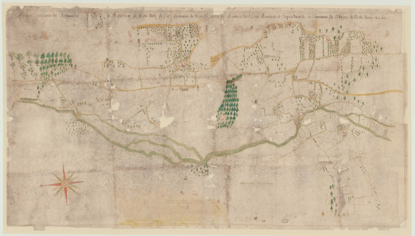 Neaufles-Auvergny - "Première carte tant du domaine fieffé que non fieffé du noble fief et seigneurie de Neaufles, sis en la paroisse dudit lieu, mouvant et dépendant de la baronnie de l'abbaye de Nostre-Dame de Lire". *
